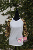 ADULT 100% Polyester Leopard 3/4 Sleeve Raglan