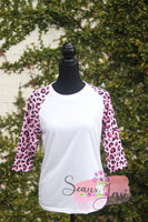 YOUTH 100% Polyester Leopard 3/4 Sleeve Raglan