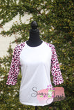 YOUTH 100% Polyester Leopard 3/4 Sleeve Raglan